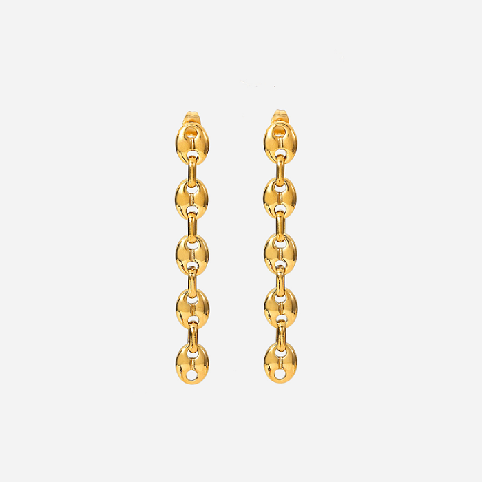 1 Pair Commute Solid Color Plating Stainless Steel  Gold Plated Drop Earrings