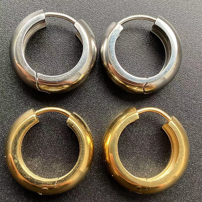 1 Pair Retro Round Plating Medical Steel Earrings