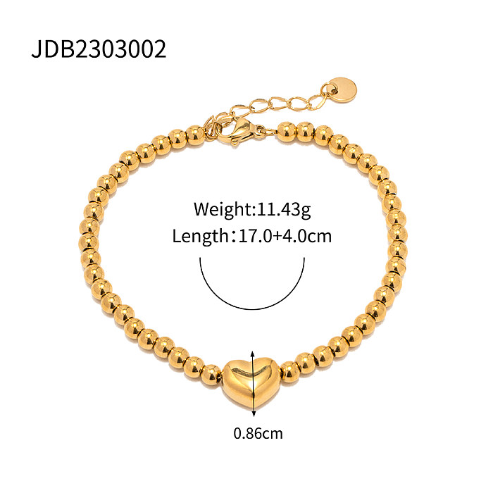 Bracelets plaqués or en acier inoxydable en forme de cœur de style classique