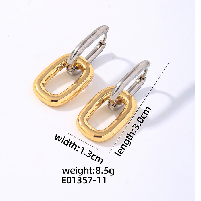 1 Pair Elegant Hip-Hop Vintage Style Geometric Oval Polishing Plating Stainless Steel Gold Plated Silver Plated Drop Earrings
