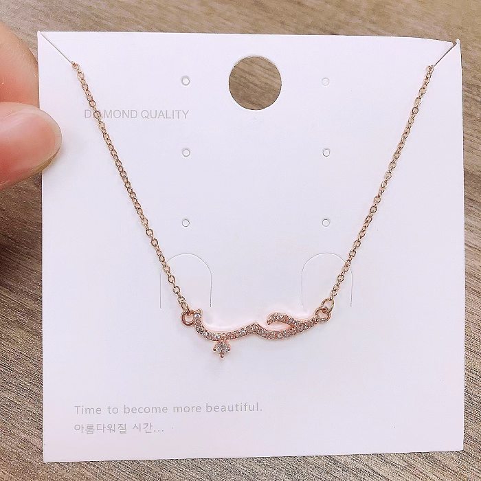 Simple Style Solid Color Stainless Steel Inlay Zircon Pendant Necklace
