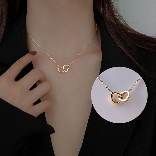 Simple Style Heart Shape Stainless Steel Plating Pendant Necklace