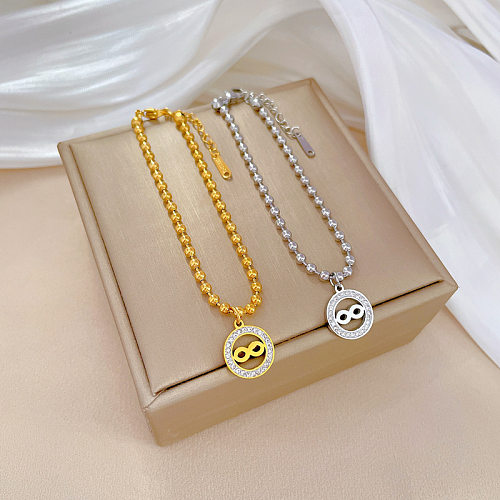 Wholesale Simple Style Classic Style Infinity Stainless Steel Inlay Artificial Gemstones Bracelets