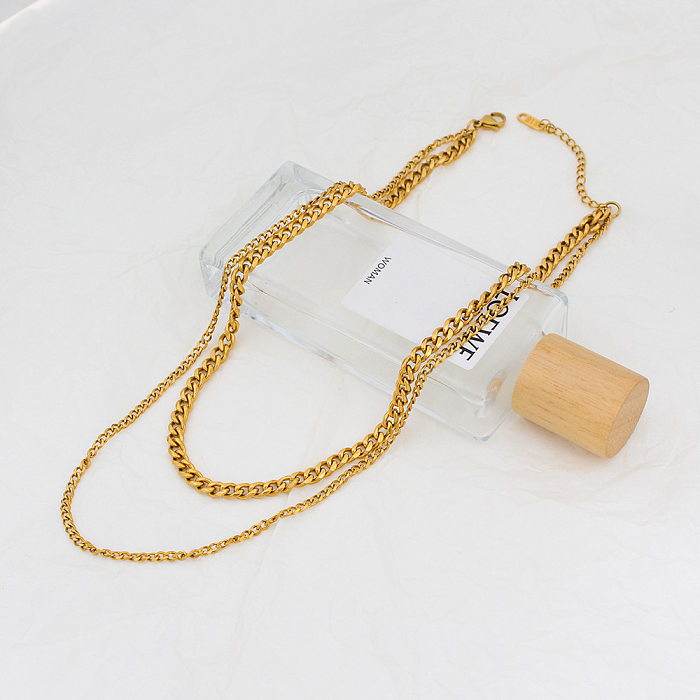 Retro Geometric Stainless Steel Plating Layered Necklaces