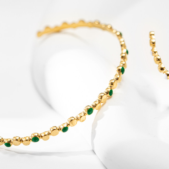 Bracelets de manchette plaqués or 14 carats en acier inoxydable de couleur unie de style classique luxueux de style IG