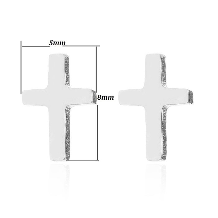1 Pair Simple Style Cross Plating Stainless Steel  Ear Studs