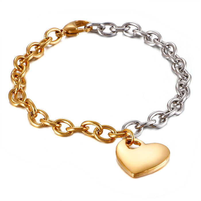 Simple And Creative Gold Stainless Steel Heart Bracelet Wholesale