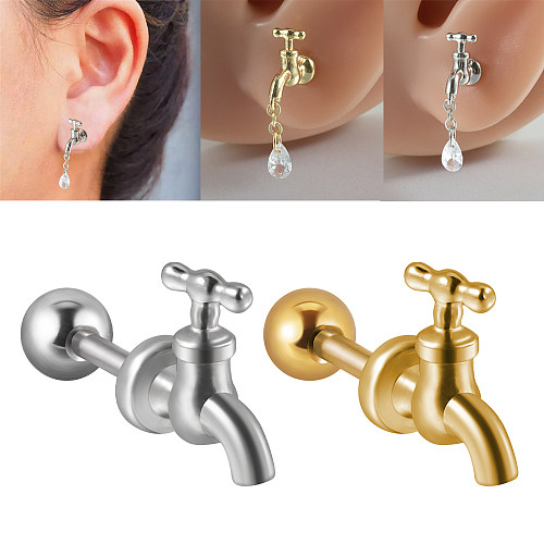 1 Piece Novelty Simple Style Faucet Plating Stainless Steel  Ear Studs