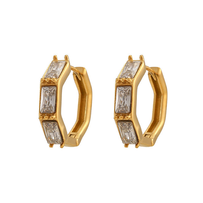 Fashion Square Stainless Steel  Earrings Plating Inlay Zircon Stainless Steel  Earrings