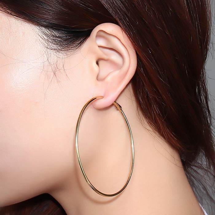 Boucles d'oreilles en acier inoxydable, cercle tendance, placage de polissage, 1 paire