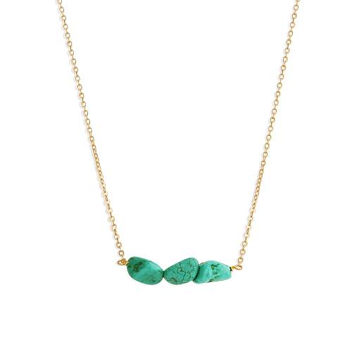 Wholesale Simple Style Geometric Stainless Steel  18K Gold Plated Turquoise Necklace