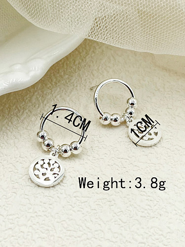 1 Pair French Style Simple Style Tree Hollow Out Stainless Steel  Drop Earrings