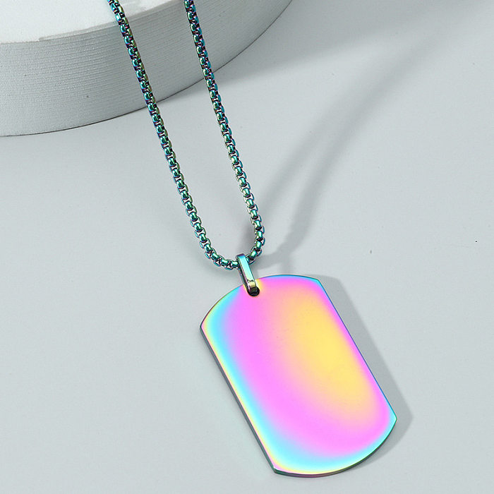 Wholesale Stainless Steel  Colorful Metal Glossy Tags Necklace jewelry