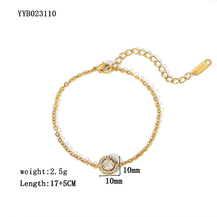 Elegant Lady Flower Butterfly Fish Stainless Steel Plating Chain Inlay Rhinestones 18K Gold Plated Bracelets