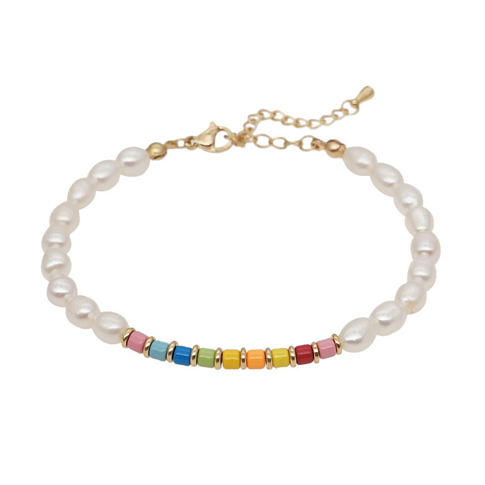 Bracelets de perles multicolores en acier inoxydable, vacances décontractées