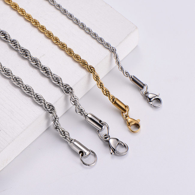 Fashion Geometric Stainless Steel  Twist Chain Necklace Wholesale