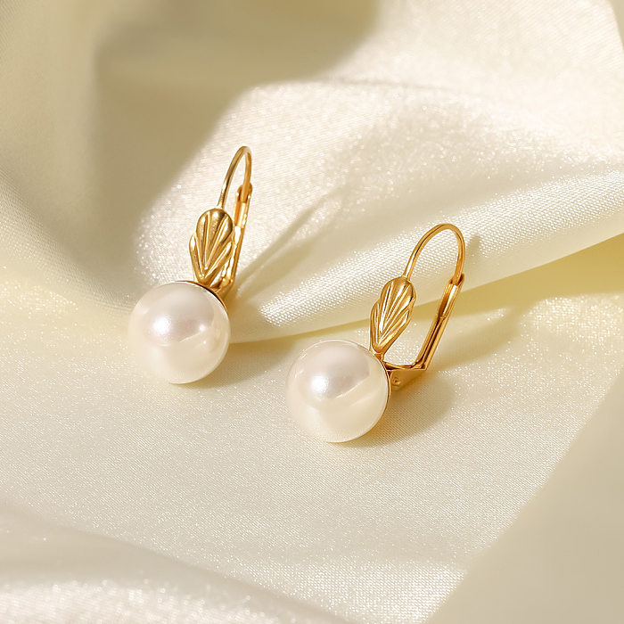 Modische geometrische Edelstahl-Ohrringe mit Perlen-Edelstahl-Ohrringen