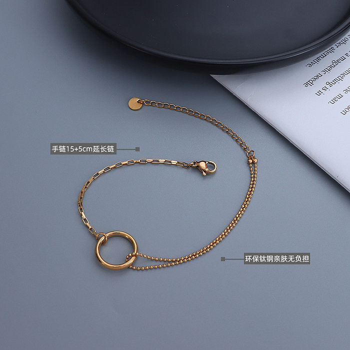 Ring-Armband-Box mit runder Perlenkette, Armband aus Titanstahl