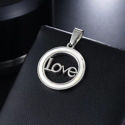 Casual Streetwear Round Letter Stainless Steel  Gold Plated Silver Plated Pendant Necklace