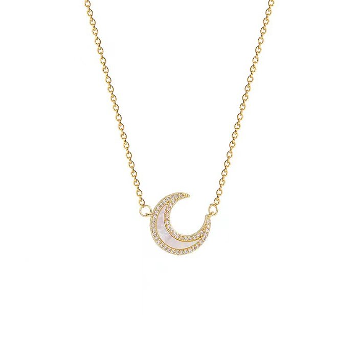 Super Fairy Zircon Moon Necklace ~ Ins Special-Interest Design Super Flash High-Grade Light Luxury Clavicle Chain 2023 New Fashion Women