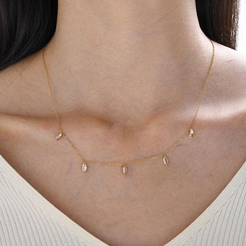 Retro Water Droplets Stainless Steel  Plating Inlay Zircon Necklace