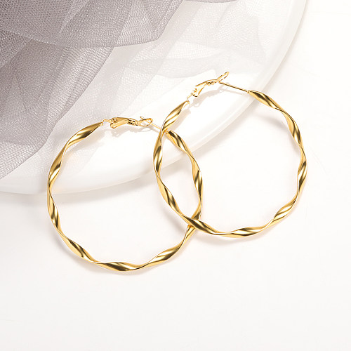 1 Pair Vintage Style Exaggerated Simple Style Solid Color Plating Stainless Steel  18K Gold Plated Hoop Earrings