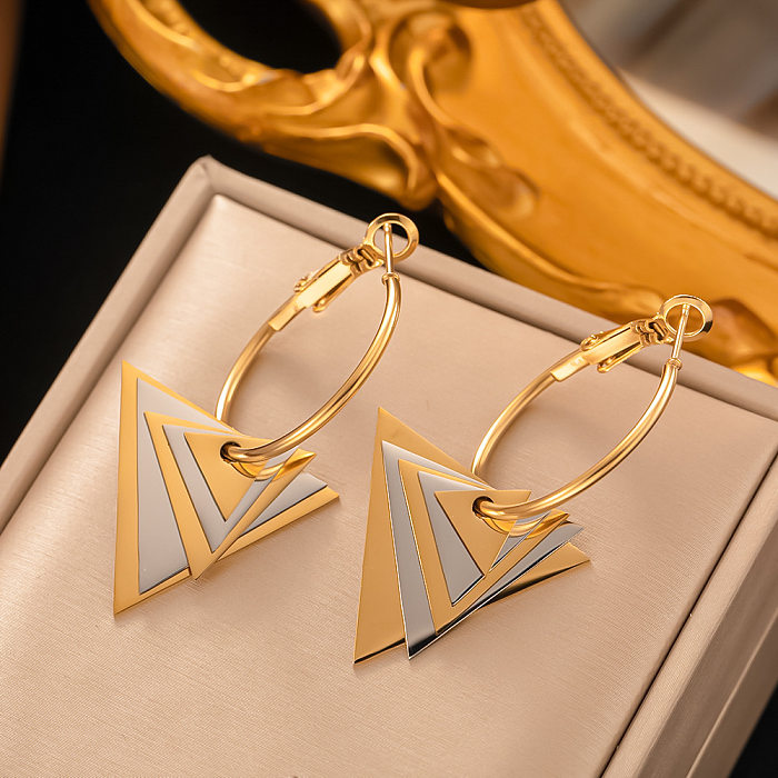 1 par de pendientes colgantes de acero inoxidable chapados en mariposa, estrella triangular, estilo moderno