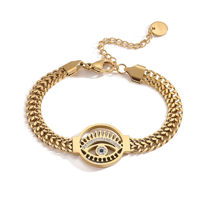 Bracelets en Zircon plaqué or 18 carats, Style Vintage, Style Simple, œil du diable, incrustation en acier, vente en gros