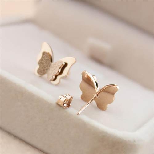 1 Pair Simple Style Butterfly Stainless Steel Plating 18K Gold Plated Ear Studs