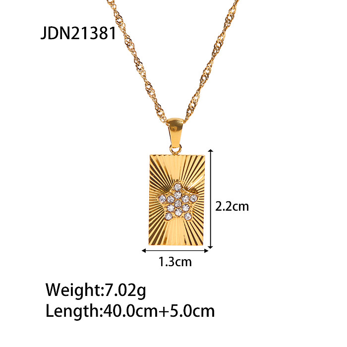 IG Style Triangle Pentagram Devil'S Eye Stainless Steel  Plating Inlay Zircon 18K Gold Plated Pendant Necklace