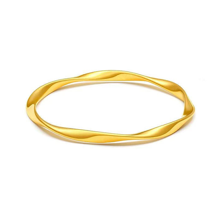Wholesale Elegant Lady Solid Color Stainless Steel Plating 18K Gold Plated Bangle