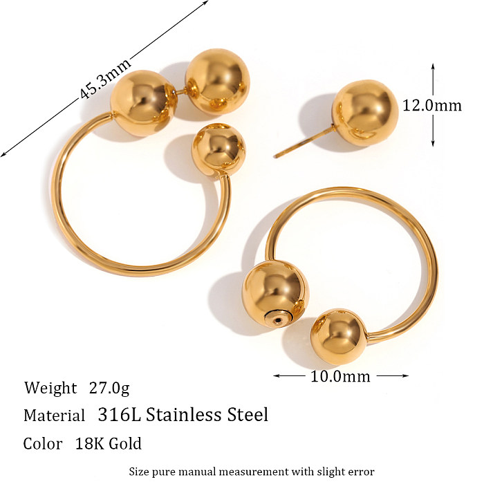 1 paire de boucles d'oreilles plaquées en acier inoxydable, Style classique, couleur unie