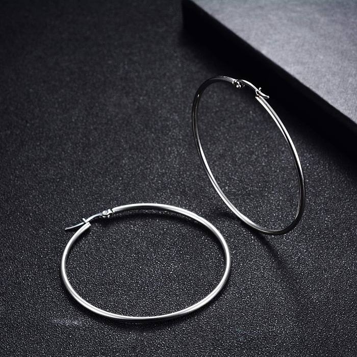 1 Pair Exaggerated Modern Style Solid Color Stainless Steel  Hoop Earrings