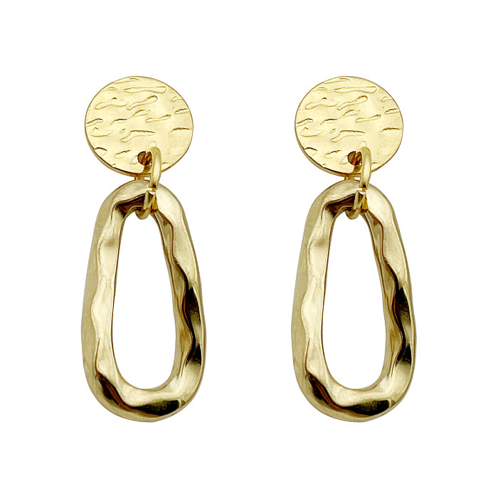1 Pair Retro Oval Solid Color Stainless Steel  Irregular Plating 14K Gold Plated Drop Earrings