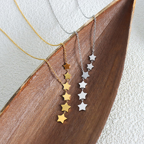 Collier pendentif étoile en acier inoxydable de style simple