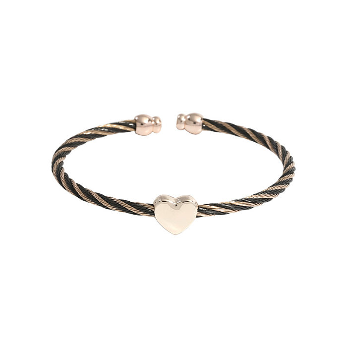 Bracelet en cuivre en acier inoxydable en forme de cœur de style simple et décontracté