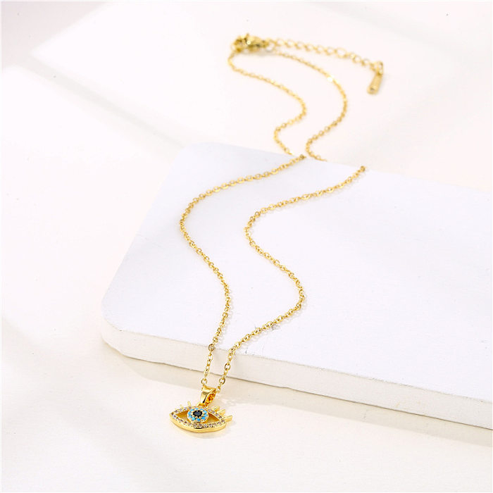 Casual Simple Style Devil'S Eye Stainless Steel  Plating Hollow Out Inlay Zircon Pendant Necklace