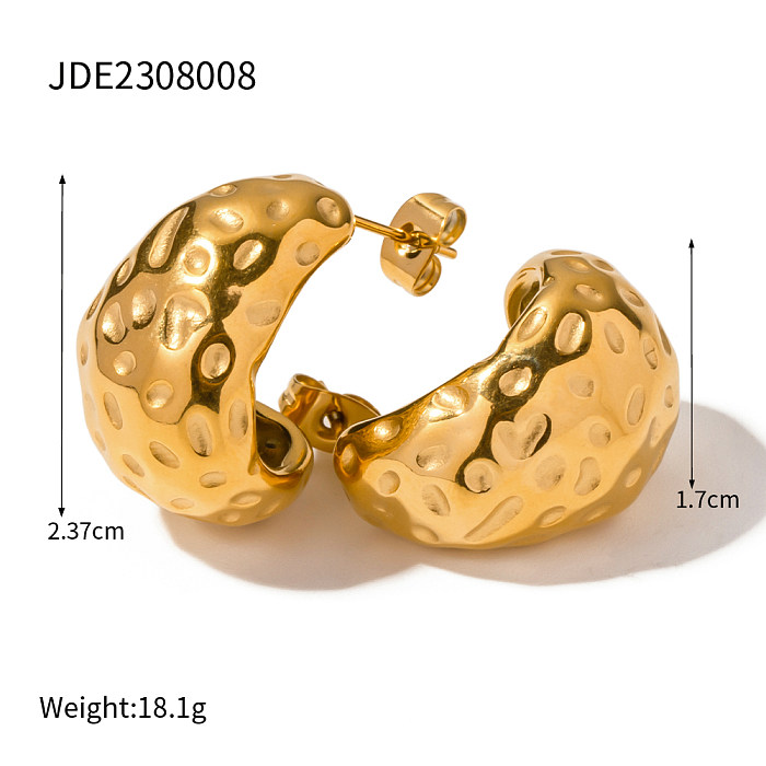 1 Pair IG Style Solid Color Plating Stainless Steel  18K Gold Plated Ear Studs
