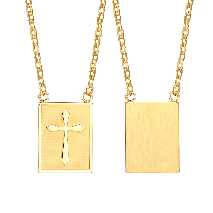 Punk Simple Style Cross Stainless Steel  Plating Carving 18K Gold Plated Pendant Necklace