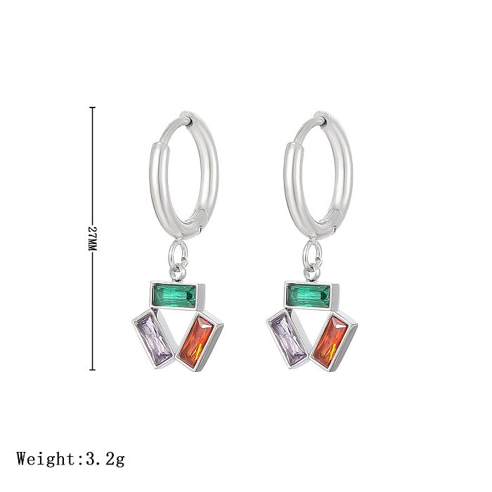 1 Pair IG Style Simple Style Rectangle Plating Inlay Stainless Steel  Zircon White Gold Plated Gold Plated Drop Earrings