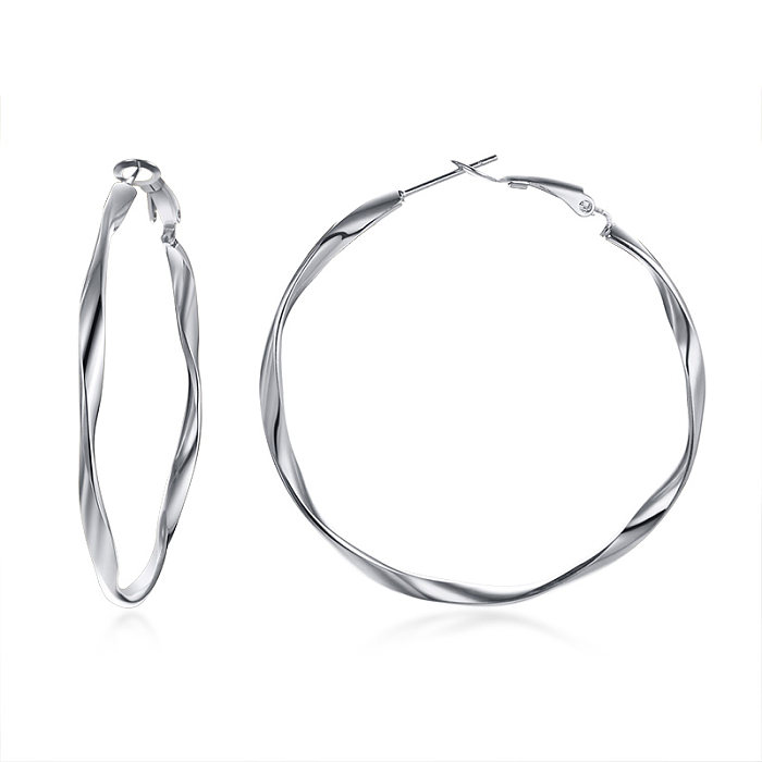 1 Pair Simple Style Solid Color Polishing Stainless Steel Earrings