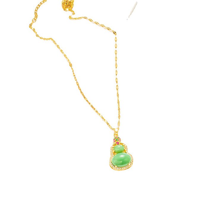 IG Style Kürbis Edelstahl Inlay Strass Opal Anhänger Halskette