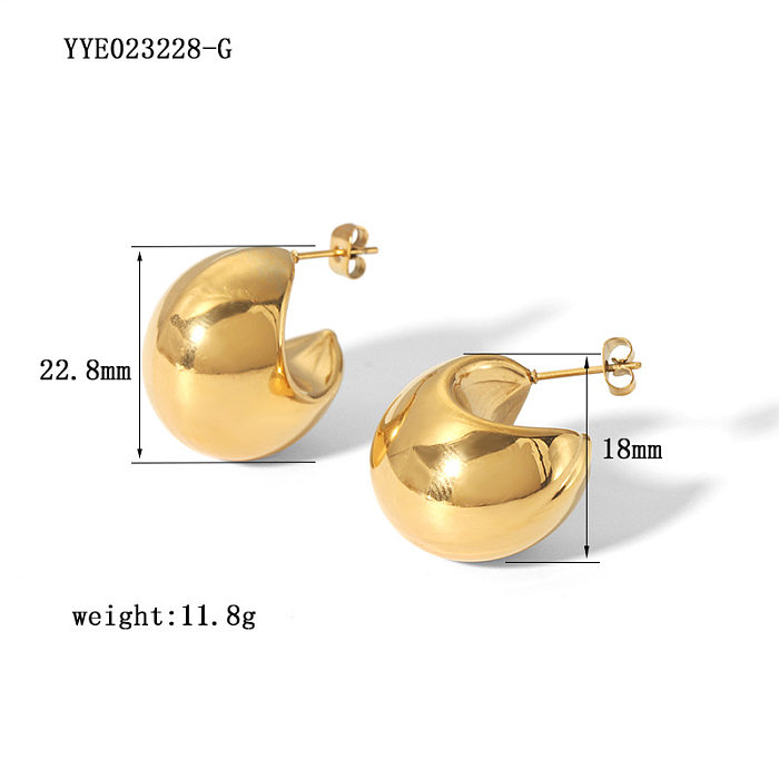 1 Paar schlichte, einfarbige Ohrstecker aus Edelstahl mit 18-Karat-Vergoldung