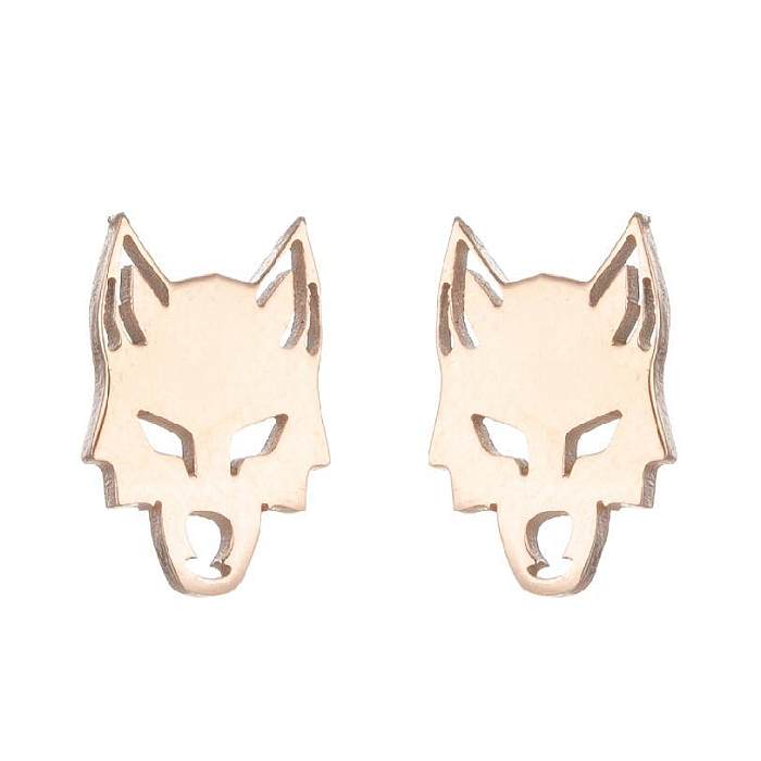 1 Pair Punk Wolf Stainless Steel  Ear Studs