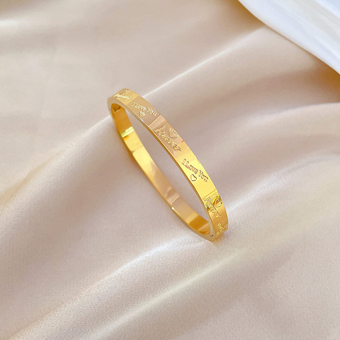 Wholesale Vintage Style Solid Color Titanium Steel Plating Gold Plated Bangle