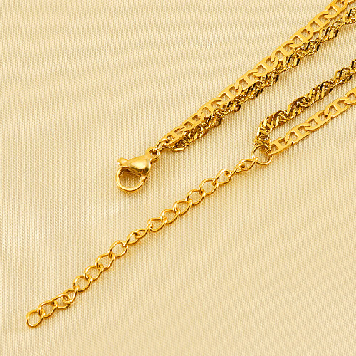 Bracelets plaqués or 18 carats avec incrustation de placage en couches d'acier inoxydable de couleur unie de style moderne et décontracté