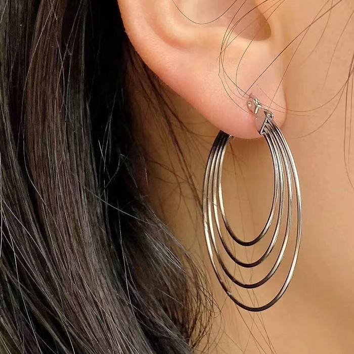 1 Pair Streetwear Geometric Plating Stainless Steel  Hoop Earrings