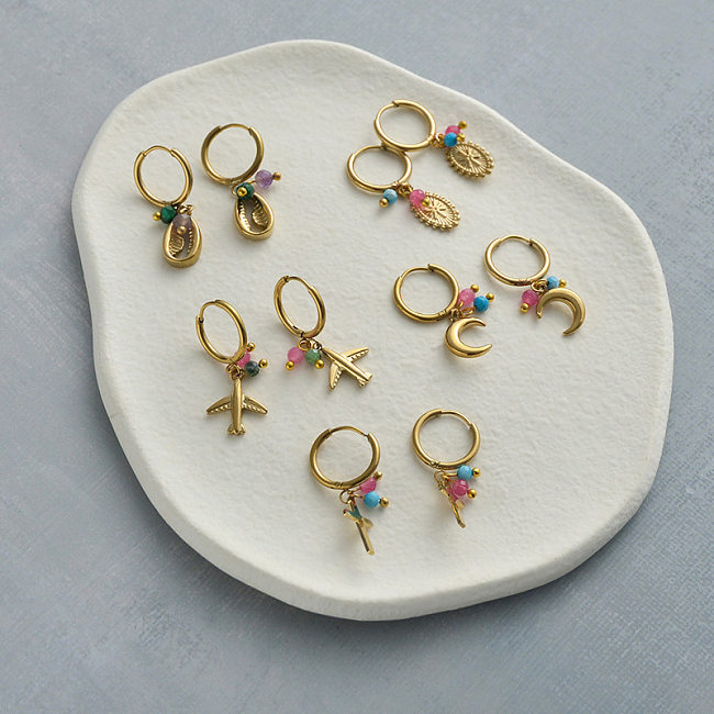 Fashion Geometric Cross Earrings Women's Stainless Steel Earrings Wholesale
