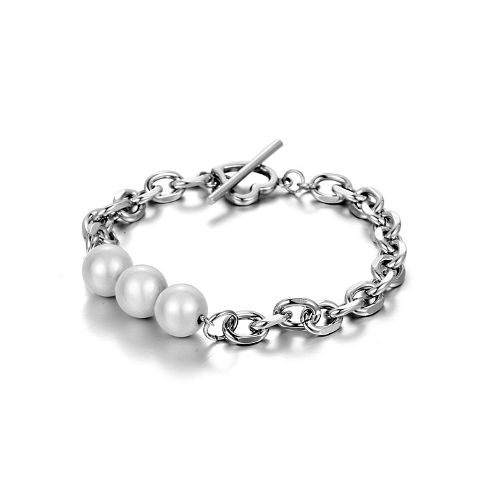 IG Style Cool Style Heart Shape Titanium Steel Pearl Bracelets