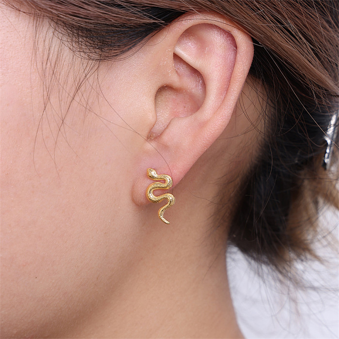 1 Paar Schlangen-Ohrringe aus Edelstahl im klassischen Retro-Stil